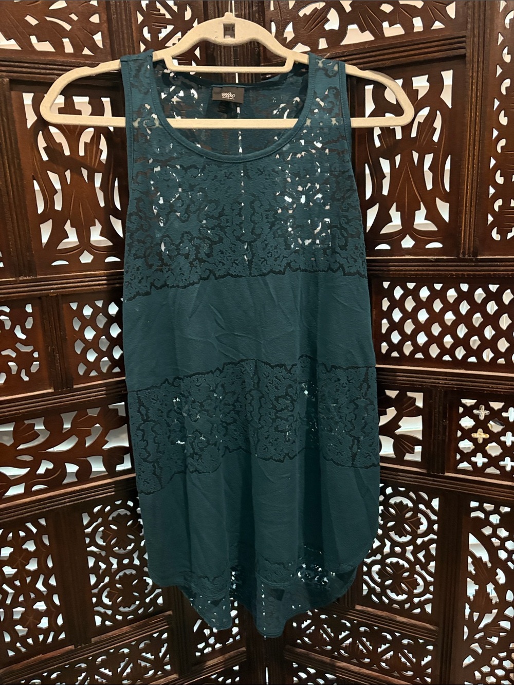 Mossimo Sheer Lace Panel Sleeveless Tunic (M)